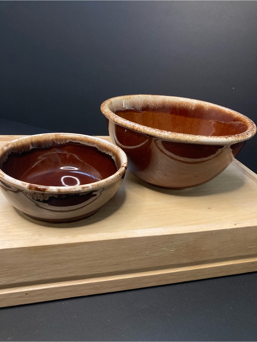 Glazed Ceramic Mixing Bowls Set - Brown